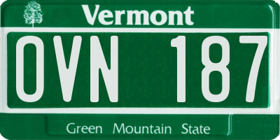 VT license plate OVN187