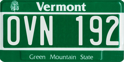 VT license plate OVN192