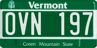 VT license plate OVN197