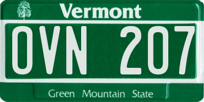 VT license plate OVN207