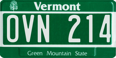 VT license plate OVN214