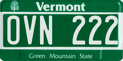 VT license plate OVN222