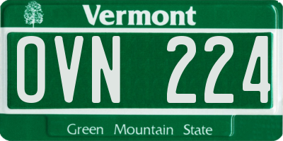 VT license plate OVN224