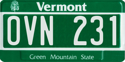 VT license plate OVN231