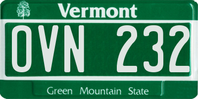 VT license plate OVN232