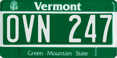 VT license plate OVN247