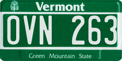 VT license plate OVN263