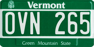 VT license plate OVN265