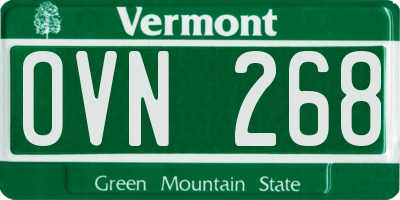 VT license plate OVN268