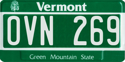VT license plate OVN269