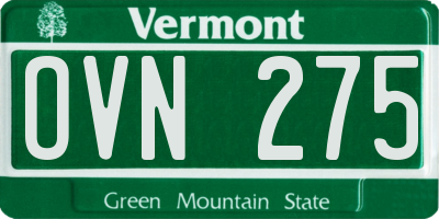 VT license plate OVN275