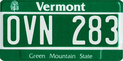 VT license plate OVN283
