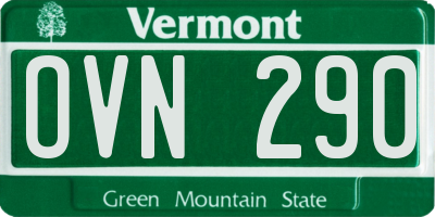 VT license plate OVN290