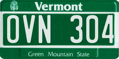VT license plate OVN304
