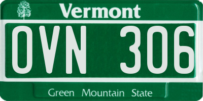 VT license plate OVN306