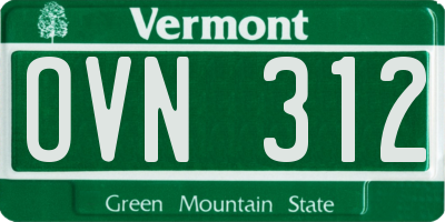 VT license plate OVN312