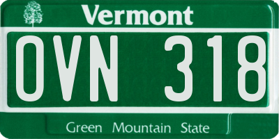 VT license plate OVN318