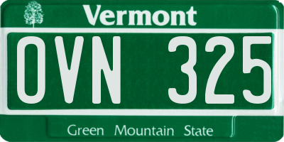VT license plate OVN325