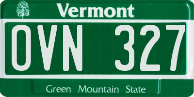 VT license plate OVN327