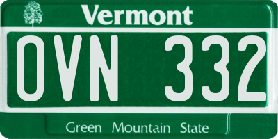 VT license plate OVN332