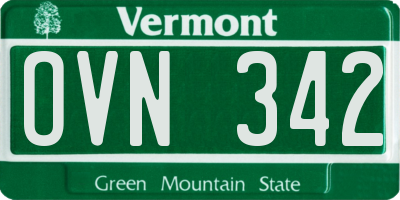VT license plate OVN342