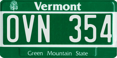 VT license plate OVN354