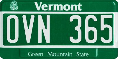 VT license plate OVN365