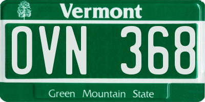 VT license plate OVN368