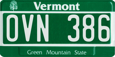 VT license plate OVN386
