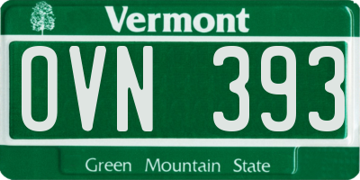 VT license plate OVN393