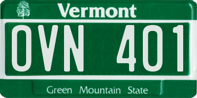 VT license plate OVN401