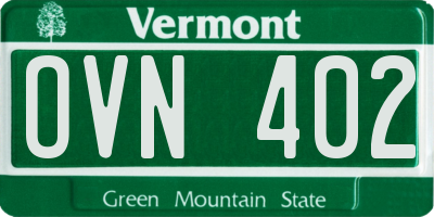 VT license plate OVN402