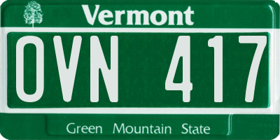 VT license plate OVN417