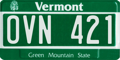 VT license plate OVN421