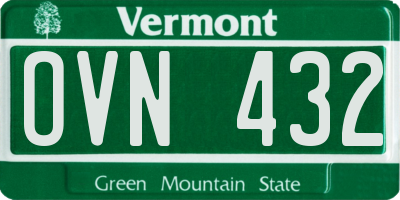 VT license plate OVN432