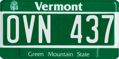 VT license plate OVN437