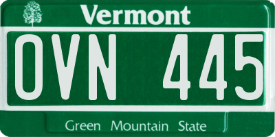 VT license plate OVN445