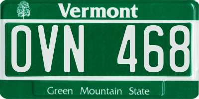 VT license plate OVN468