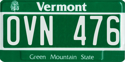 VT license plate OVN476