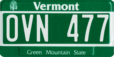 VT license plate OVN477