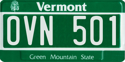 VT license plate OVN501