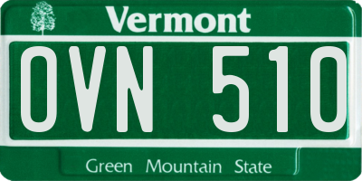 VT license plate OVN510