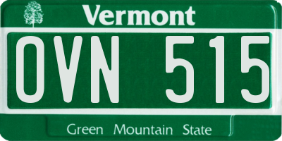 VT license plate OVN515