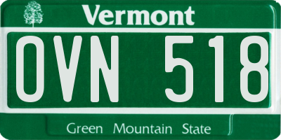 VT license plate OVN518