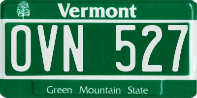 VT license plate OVN527