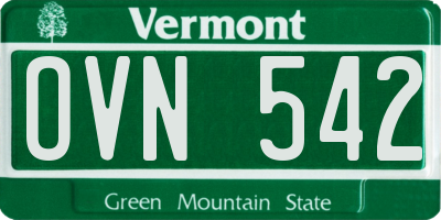 VT license plate OVN542