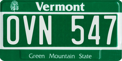 VT license plate OVN547