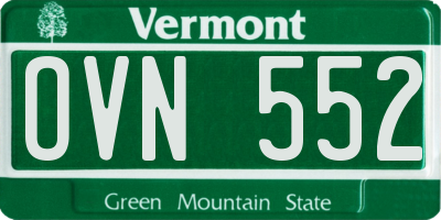 VT license plate OVN552
