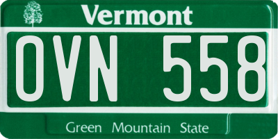 VT license plate OVN558