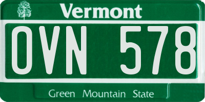 VT license plate OVN578
